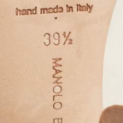 Pre Owned Manolo Blahnik Ivory Satin Hangisi Pumps Size 39.5