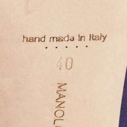 Pre Owned Manolo Blahnik Navy Blue Satin Hangisi Pumps Size 40