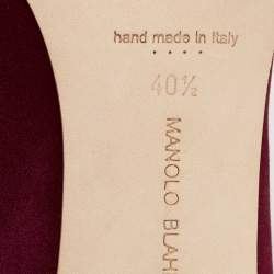 Pre Owned Manolo Blahnik Burgundy Satin Hangisi Pumps Size 40.5
