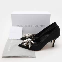 Pre Owned Manolo Blahnik Black Nylon Orientalia Pumps Size 41
