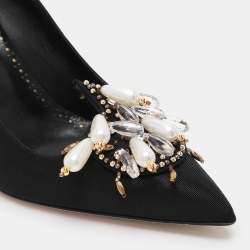 Pre Owned Manolo Blahnik Black Nylon Orientalia Pumps Size 41