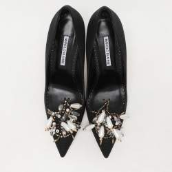 Pre Owned Manolo Blahnik Black Nylon Orientalia Pumps Size 41