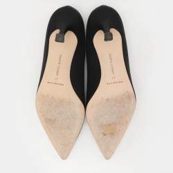 Pre Owned Manolo Blahnik Black Nylon Orientalia Pumps Size 41