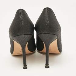 Pre Owned Manolo Blahnik Black Glitter Fabric Hangisi Pumps Size 37