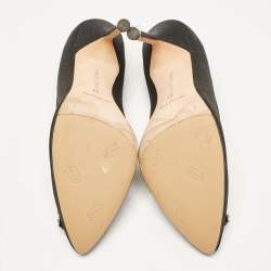 Pre Owned Manolo Blahnik Black Glitter Fabric Hangisi Pumps Size 37