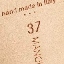 Pre Owned Manolo Blahnik Black Glitter Fabric Hangisi Pumps Size 37