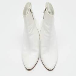 Manolo Blahnik White Leather Ankle Boots Size 36.5