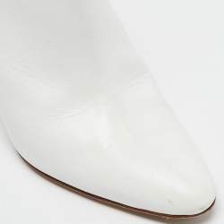 Manolo Blahnik White Leather Ankle Boots Size 36.5