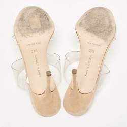 Pre Owned Manolo Blahnik Transparent PVC Scolto Slide Sandals Size 37.5