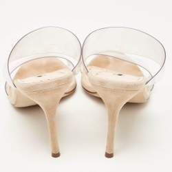 Pre Owned Manolo Blahnik Transparent PVC Scolto Slide Sandals Size 37.5