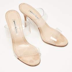 Pre Owned Manolo Blahnik Transparent PVC Scolto Slide Sandals Size 37.5