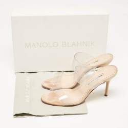 Pre Owned Manolo Blahnik Transparent PVC Scolto Slide Sandals Size 37.5