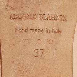 Manolo Blahnik Beige Satin Hangisi Flat Pumps Size 37