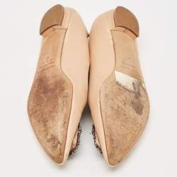 Manolo Blahnik Beige Satin Hangisi Flat Pumps Size 37