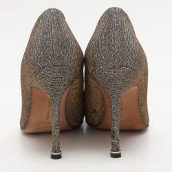 Manolo Blahnik Metallic Metallic Lurex Fabric Hangisi Pumps Size 35.5