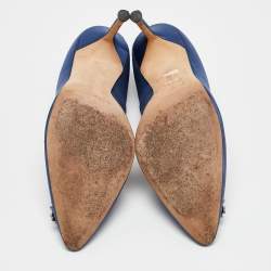 Pre Owned Manolo Blahnik Blue Satin Hangisi Pumps Size 42