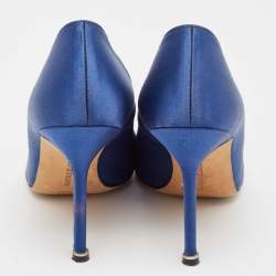 Pre Owned Manolo Blahnik Blue Satin Hangisi Pumps Size 40