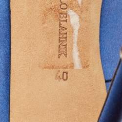 Pre Owned Manolo Blahnik Blue Satin Hangisi Pumps Size 40