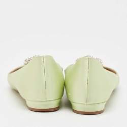Manolo Blahnik Light Green Satin Hangisi Ballet Flats Size 38