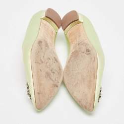Manolo Blahnik Light Green Satin Hangisi Ballet Flats Size 38