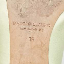Manolo Blahnik Light Green Satin Hangisi Ballet Flats Size 38
