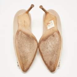 Pre Owned Manolo Blahnik Beige Satin Hangisi Pumps Size 38.5