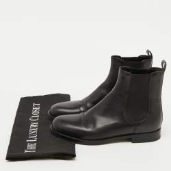 Pre Owned Manolo Blahnik Black Leather Chelsea Ankle Boots Size 37
