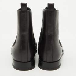 Pre Owned Manolo Blahnik Black Leather Chelsea Ankle Boots Size 37