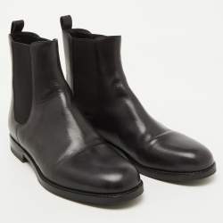 Pre Owned Manolo Blahnik Black Leather Chelsea Ankle Boots Size 37