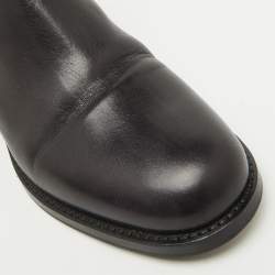 Pre Owned Manolo Blahnik Black Leather Chelsea Ankle Boots Size 37
