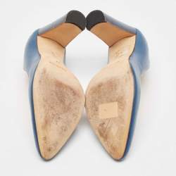 Manolo Blahnik Blue/Grey Leather Pumps Size 39
