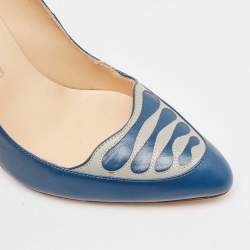 Manolo Blahnik Blue/Grey Leather Pumps Size 39