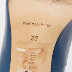 Manolo Blahnik Blue/Grey Leather Pumps Size 39