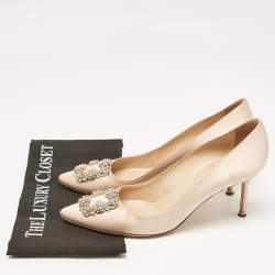 Pre Owned Manolo Blahnik Light Pink Satin Hangisi Pumps Size 42