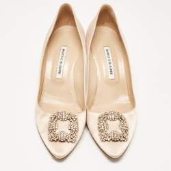Pre Owned Manolo Blahnik Light Pink Satin Hangisi Pumps Size 42