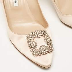 Pre Owned Manolo Blahnik Light Pink Satin Hangisi Pumps Size 42