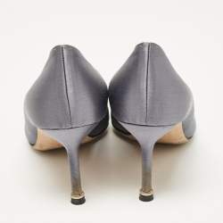 Manolo Blahnik Grey Satin Hangisi Pumps Size 37.5