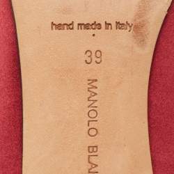 Pre Owned Manolo Blahnik Burgundy Satin Hangisi Pumps Size 39