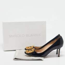 Pre Owned Manolo Blahnik Black Patent Leather Hangisi Pumps Size 37.5