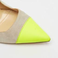Manolo Blahnik Grey/Green  Suede BB Pointed Toe Pumps Size 38