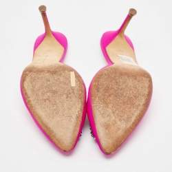 Pre Owned Manolo Blahnik Pink Satin Hangisi Mules Sandals Size 41.5