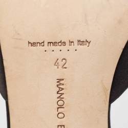 Manolo Blahnik Black Satin Hangisi Mules Size 42