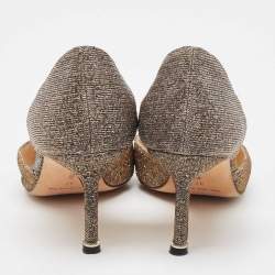 Pre Owned Manolo Blahnik Gold/Silver Lurex Fabric Hangisido Pumps Size 37