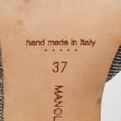 Pre Owned Manolo Blahnik Gold/Silver Lurex Fabric Hangisido Pumps Size 37