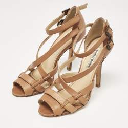 Manolo Blahnik Brown Leather Strappy  Sandals Size 36