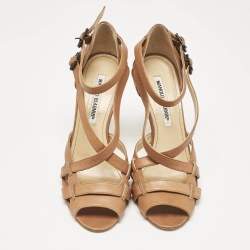 Manolo Blahnik Brown Leather Strappy  Sandals Size 36