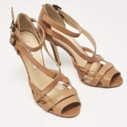 Manolo Blahnik Brown Leather Strappy  Sandals Size 36