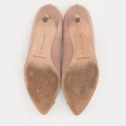 Pre Owned Manolo Blahnik Beige Satin Hangisi Pumps Size 37