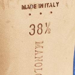 Pre Owned Manolo Blahnik Blue Satin Hangisi Pumps Size 38.5