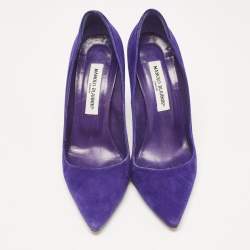 Manolo Blahnik Purple Suede BB Pointed Toe Pumps Size 38.5